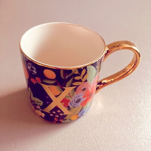 Rifle Paper Co. for Anthropologie Garden Party Monogram Mug Letter X - Picture 3 of 10